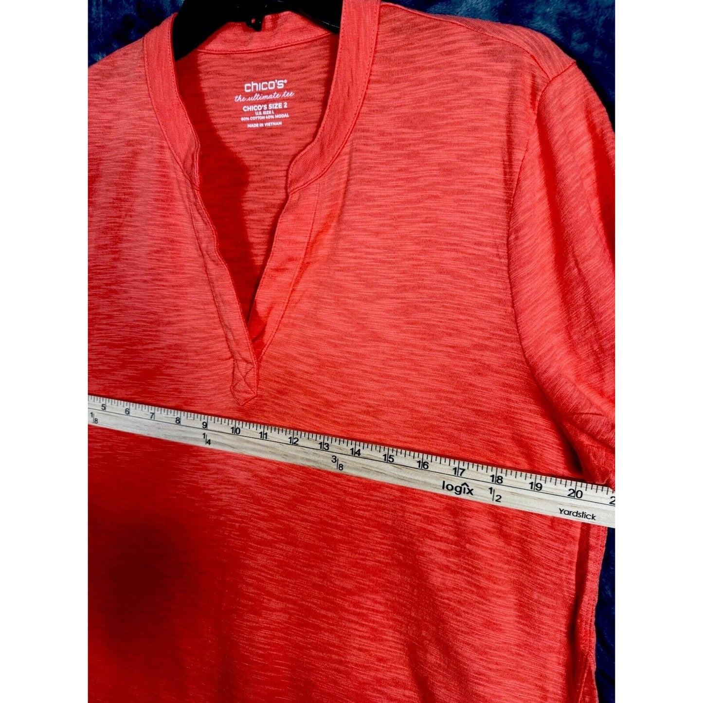 Chico’s The Ultimate Tee Women's Top Size 2 Large Orange 3/4 Sleeve