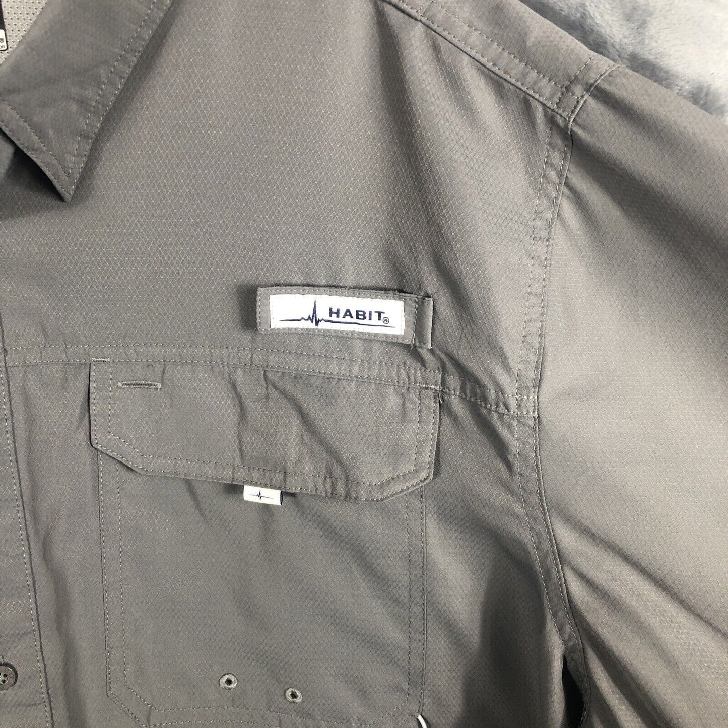 Habit Shirt Mens Extra Large Gray Long Sleeve Vented Fishing Outdoor Upf 40+