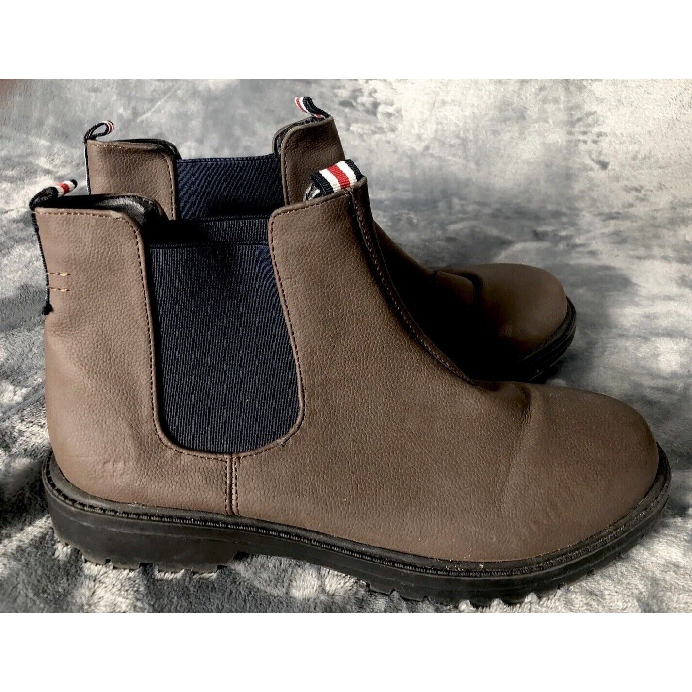 Chelsea Boots Men's Brown Suede Ankle Block Shoes Pull On Size 6 1/2