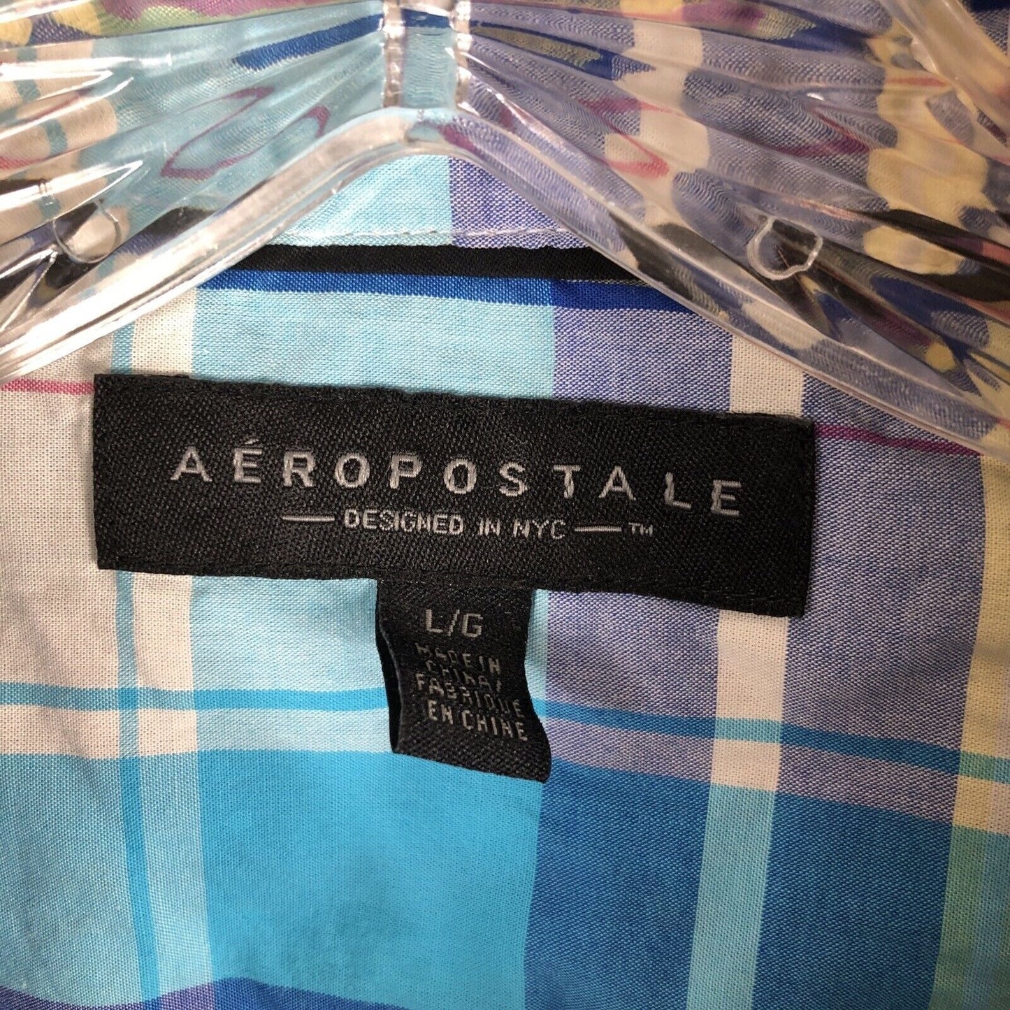 Aeropostale Mens Button Up Shirt Size L Pastel Plaid