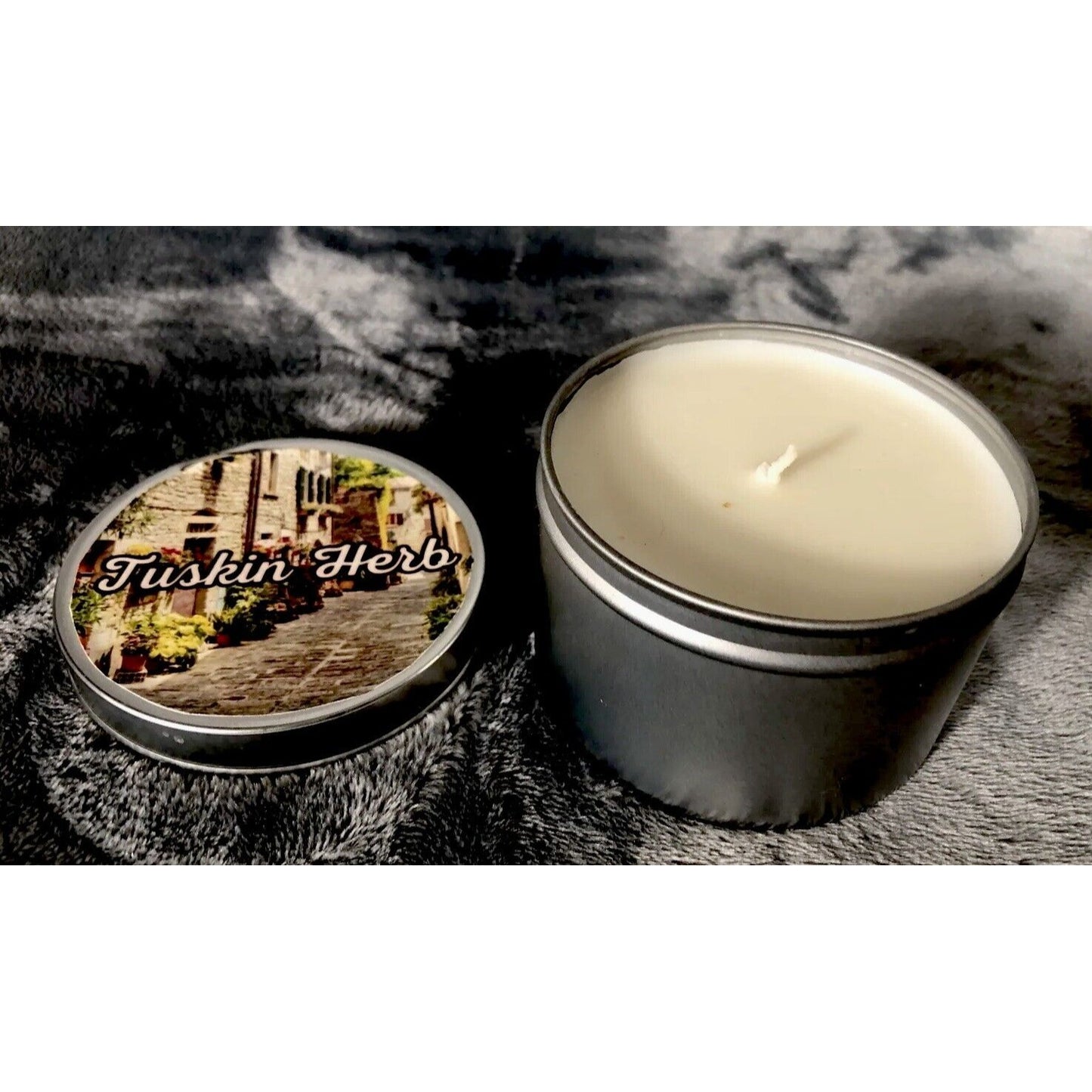 Hand Poured Candle Coconut Soy Blend Tuscan Herb 8 Ounce Tin