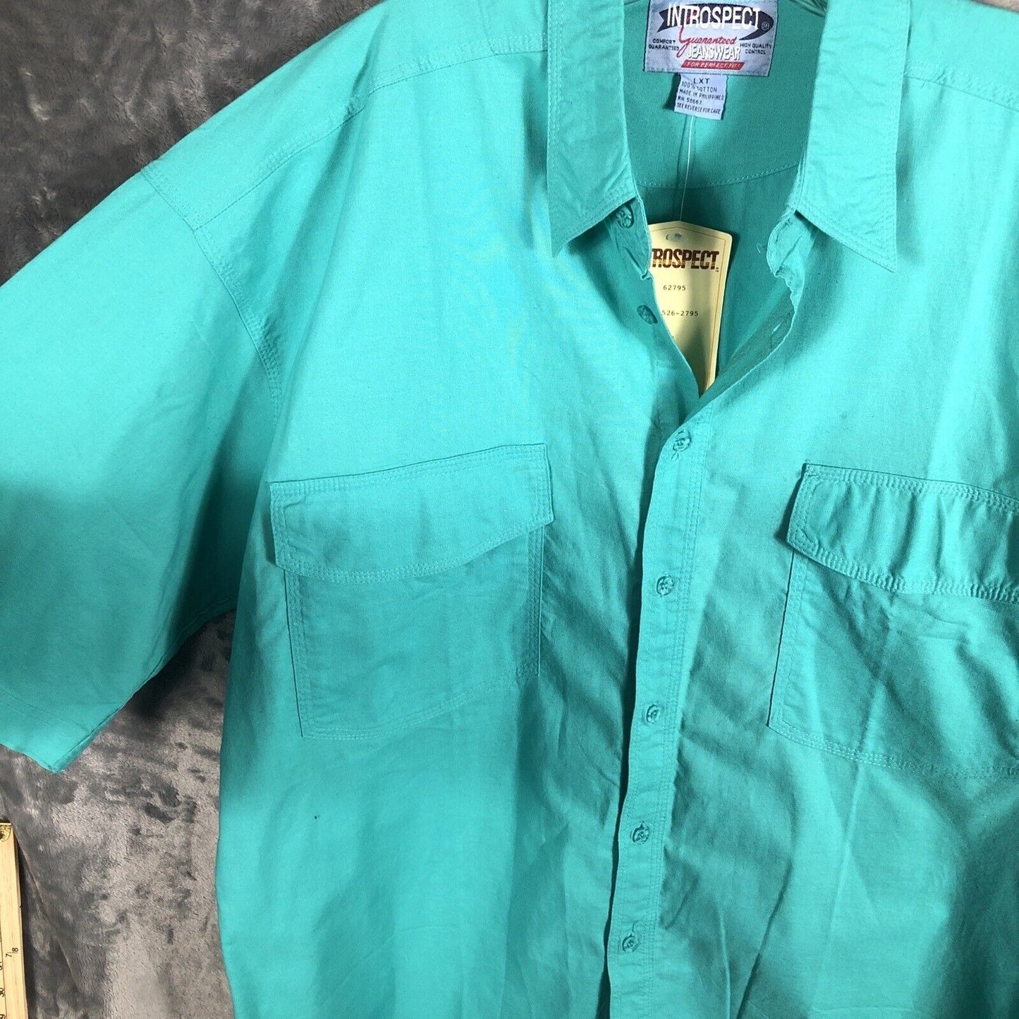 Introspect Men’s Shirt Button Up Large X Tall Marine Color Fishing Shirt
