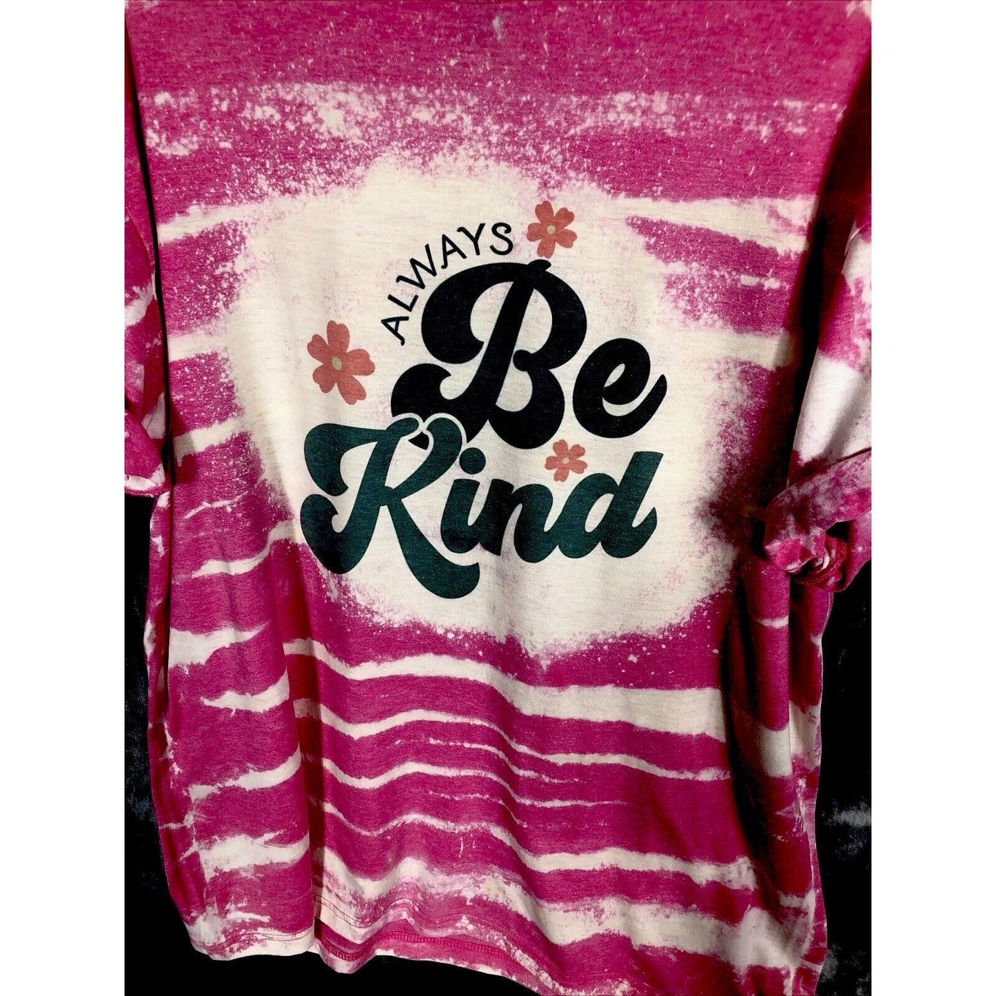 Be Kind Tye-Dyed Bleached Women’s T-Shirt Pink Inspirational Size Extra Large