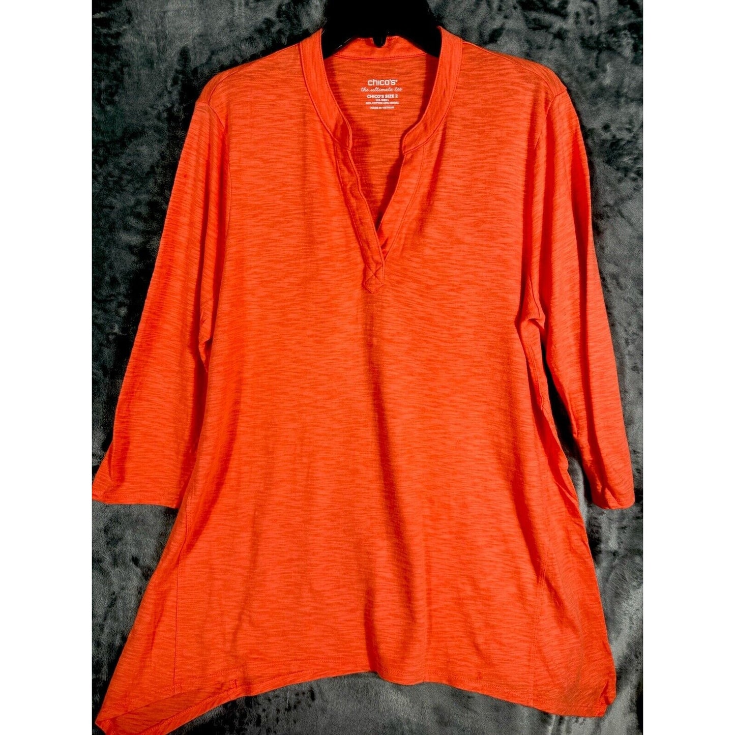 Chico’s The Ultimate Tee Women's Top Size 2 Large Orange 3/4 Sleeve