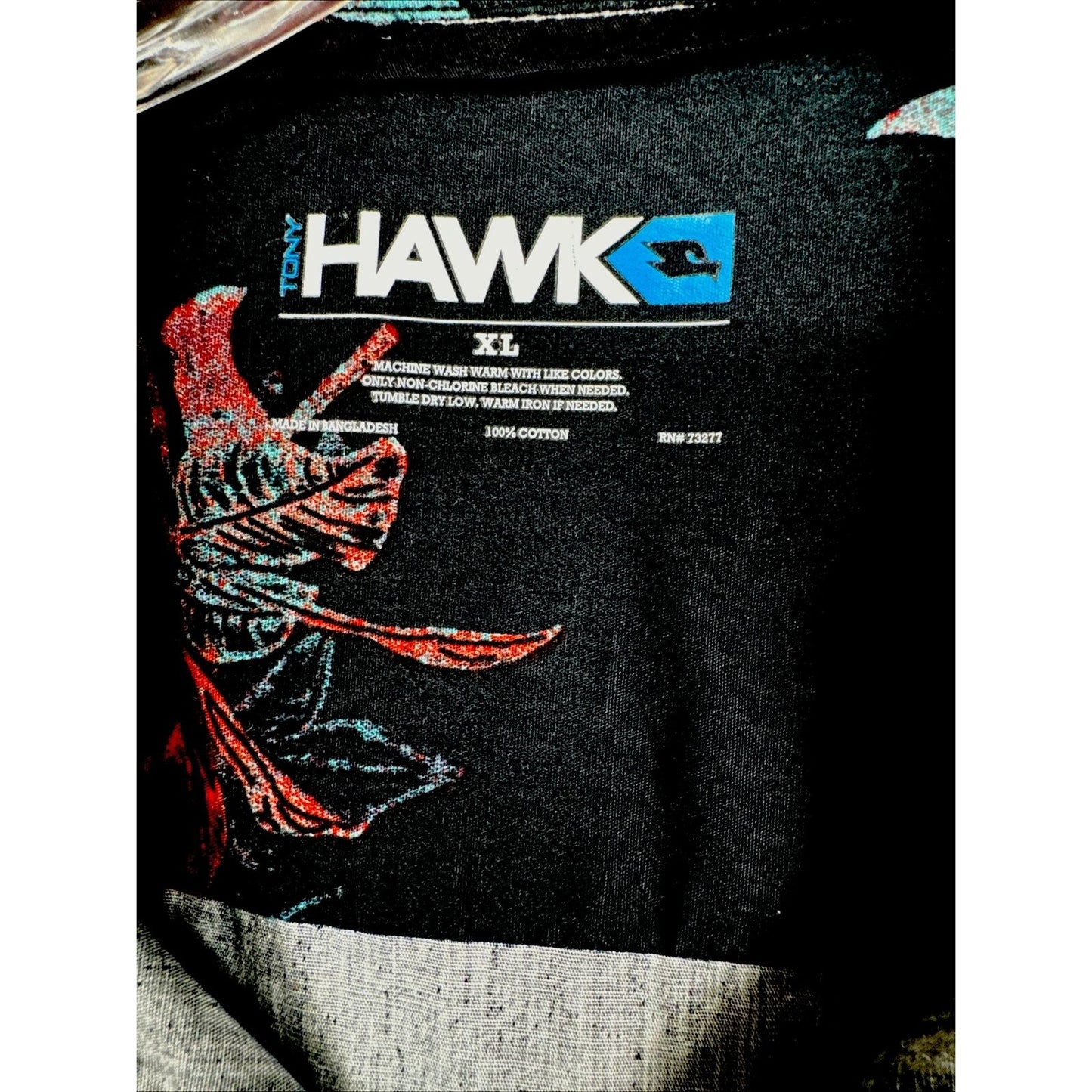 Tony Hawk Men’s Floral Hawaiian Shirt Button Up Black