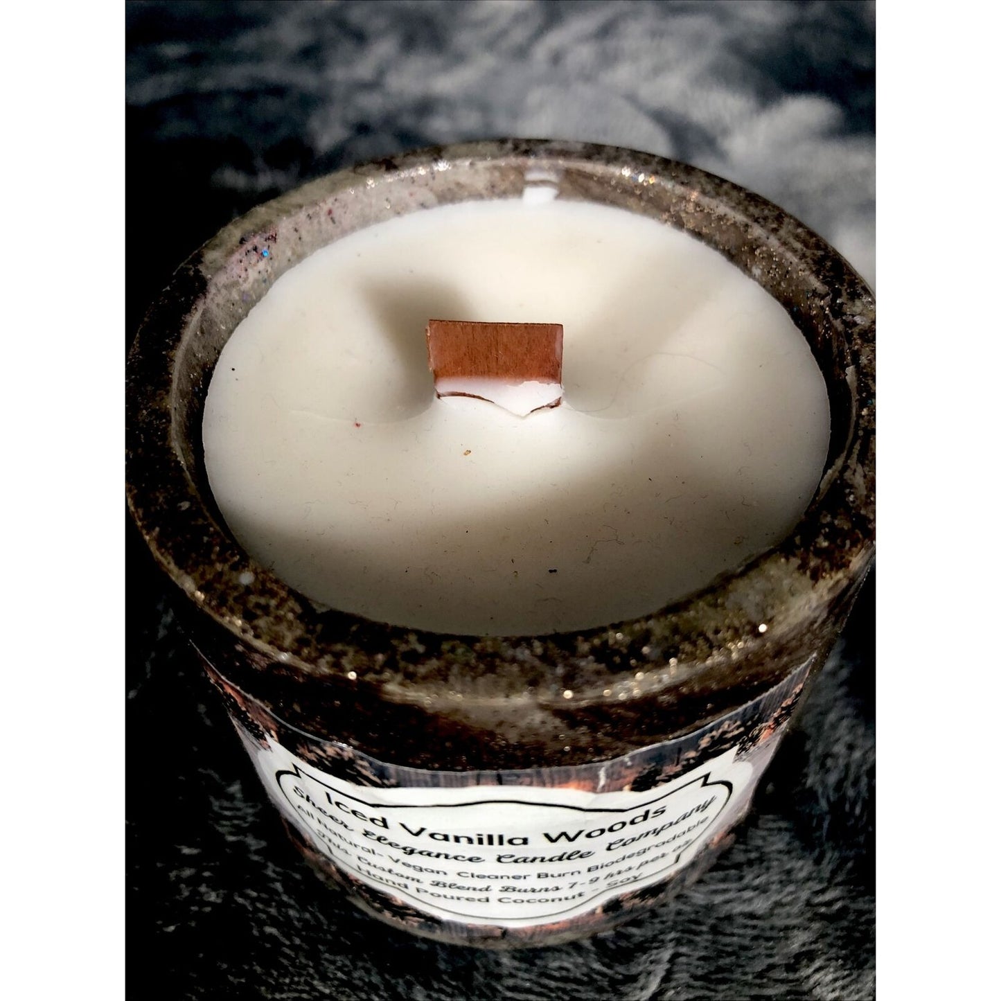 Hand Poured Candle Handmade Concrete Vessel Scent Iced Vanilla Woods