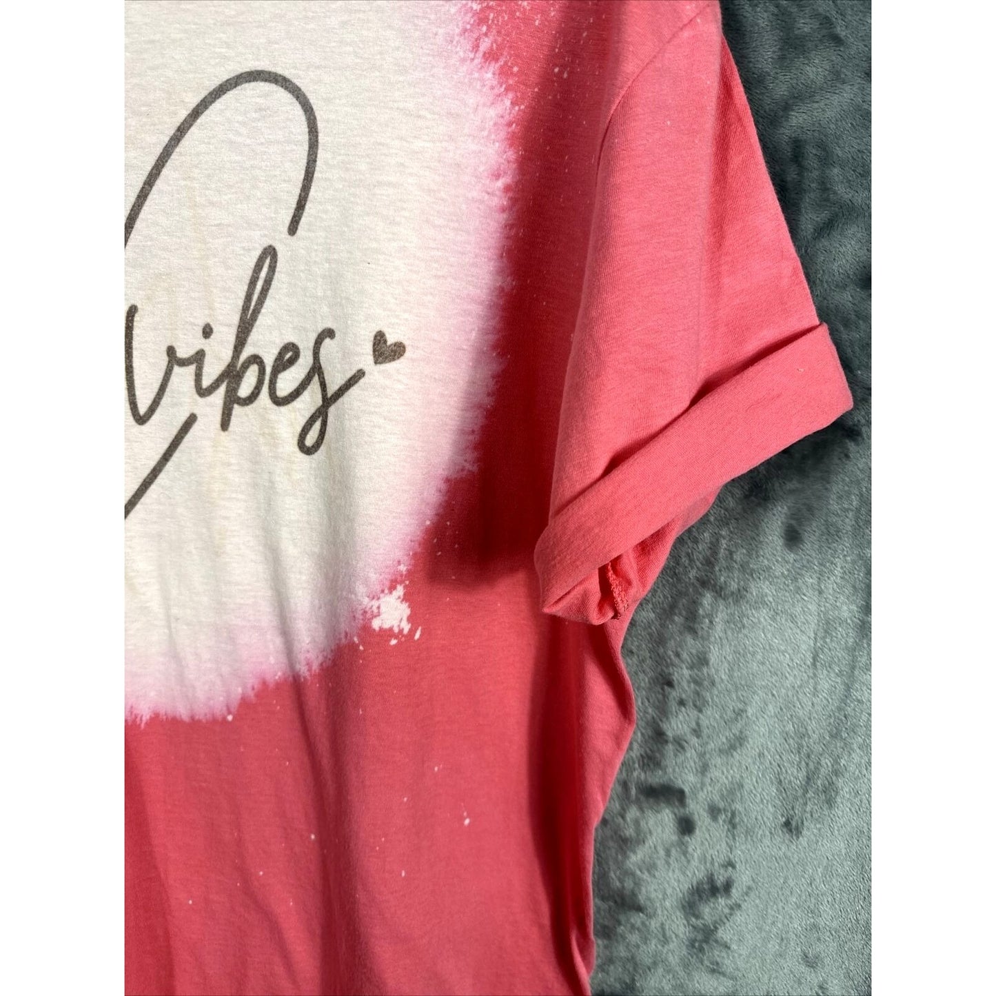 Women’s T-shirt Cozy Vibes Bleached Pink Soft & Comfy Size Adult Large
