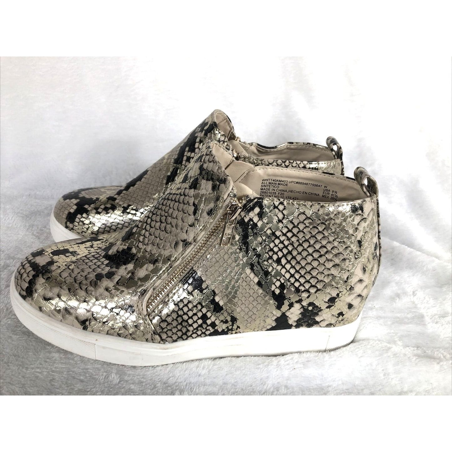 Faux Snake Skin Women’s Shoes Metallic Time And True 2 Zippers Size 9 1/2