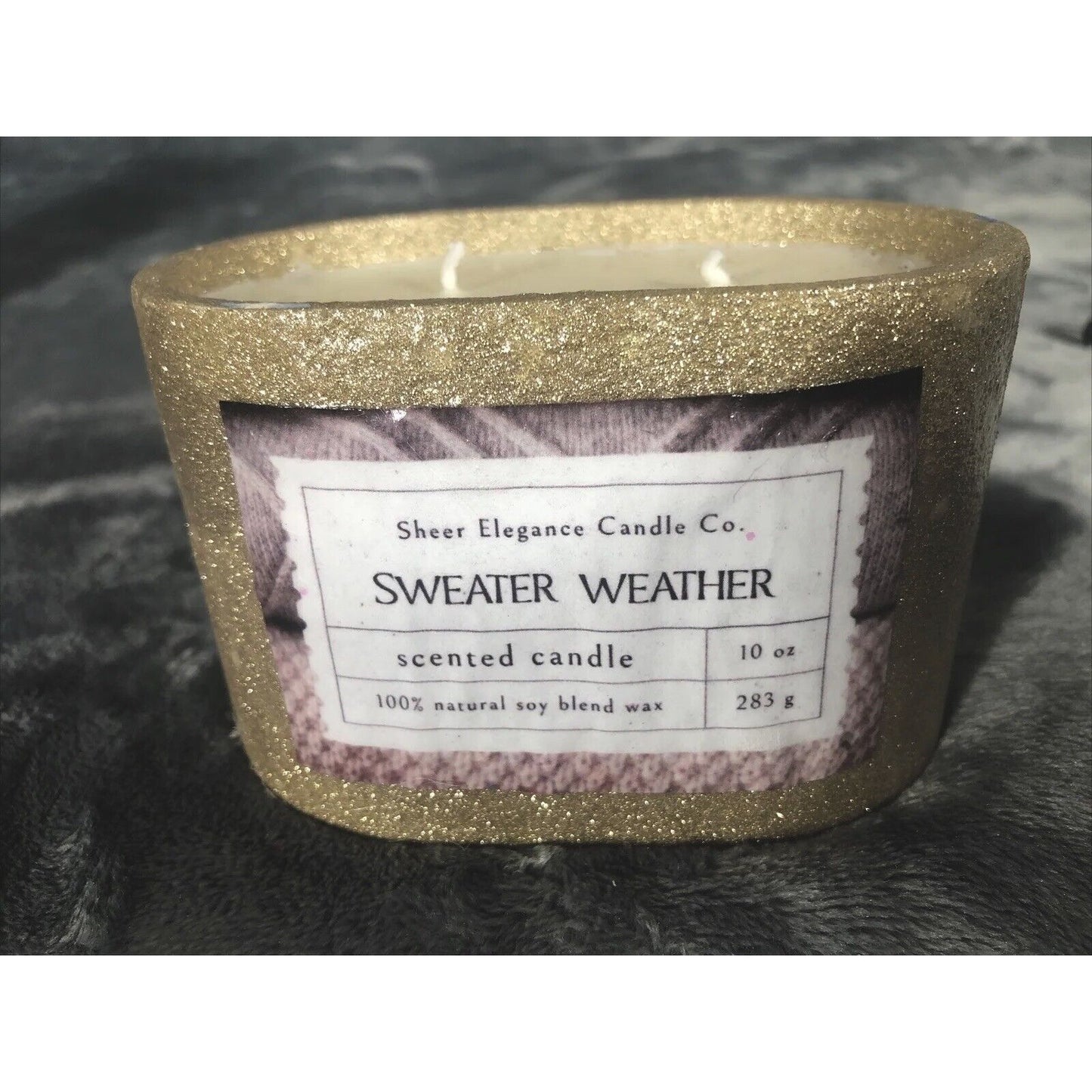 Hand Poured Candle Coconut Soy Blend Sweater Weather Handmade Concrete Vessel
