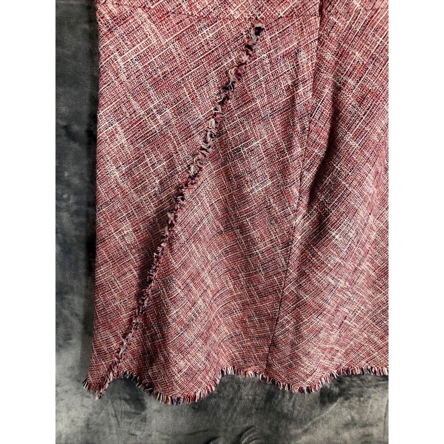 Banana Republic Womens Tweed Pink Fringe A Line Lined Skirt Faux Wrap Size 12