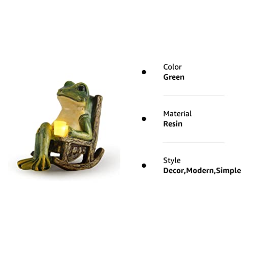 FOXMIS Miniature Frog Garden Statue Mothers Day Mom Gifts Fairy Garden Accessories Outdoor Figurine Lights Solar Garden Frog Decor Art Housewarming Gift for Patio,Yard,Lawn Ornament,3.89"x2.36"x3.93"