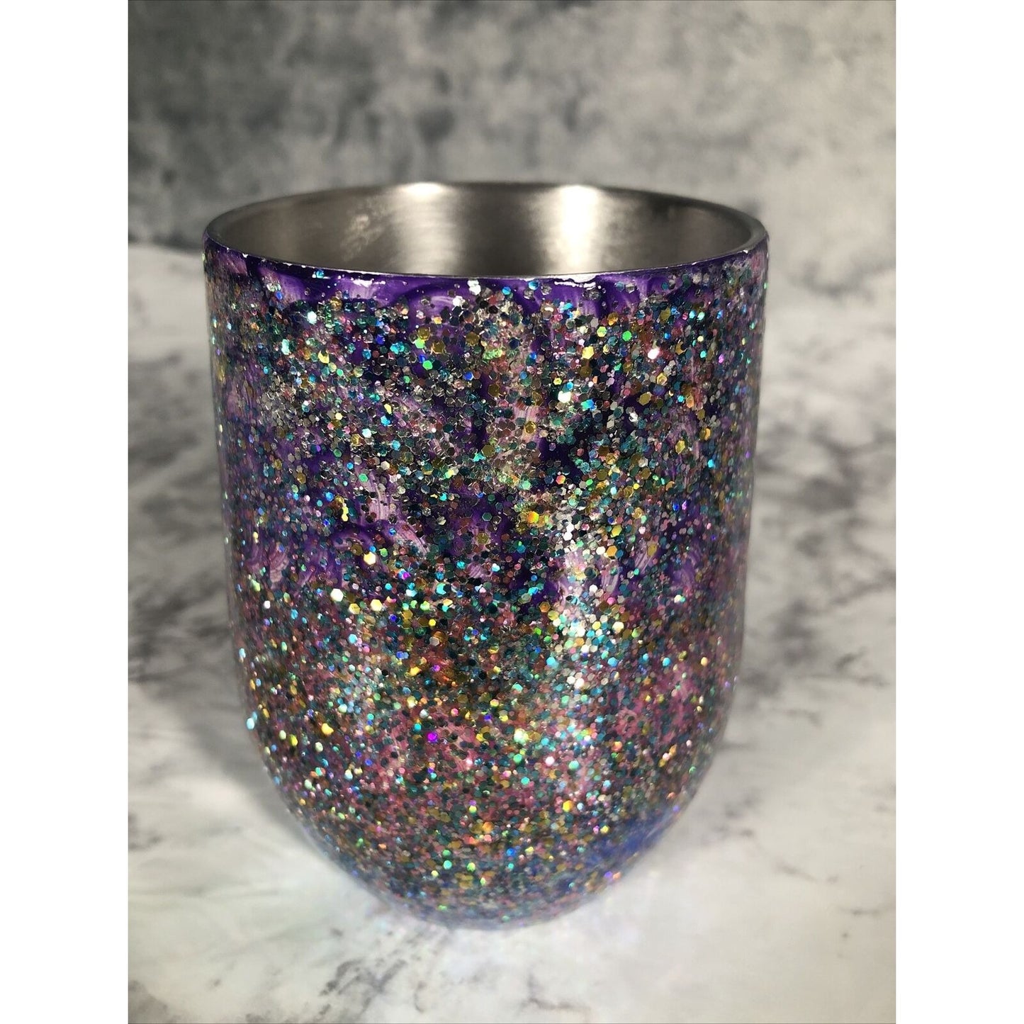 Wine Glass Handmade Stainless Steel Tumblr Custom Glitter With Design