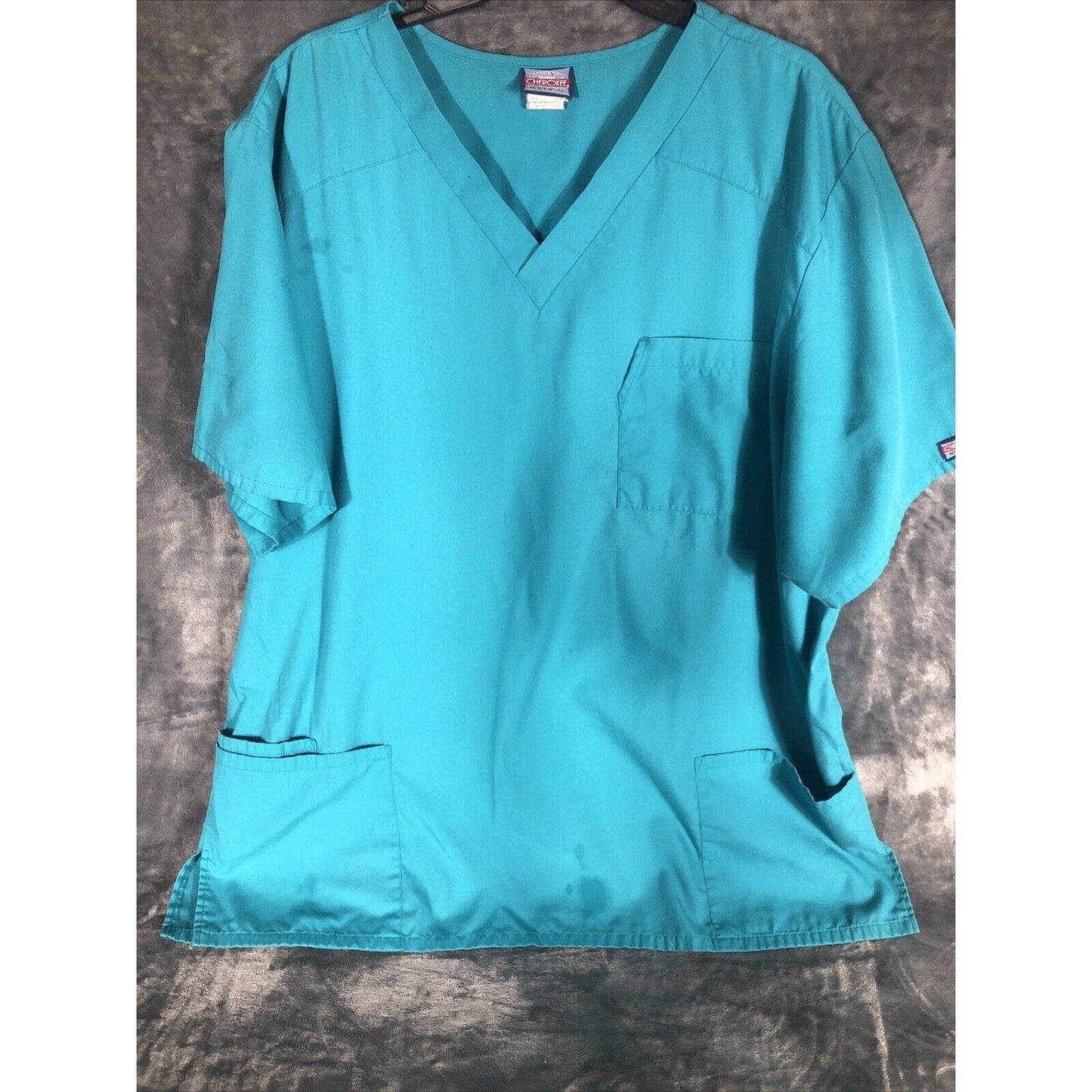 Cherokee Scrubs Unisex Workwear V Neck Scrub Shirt Blue/Green Medical Scrub Top