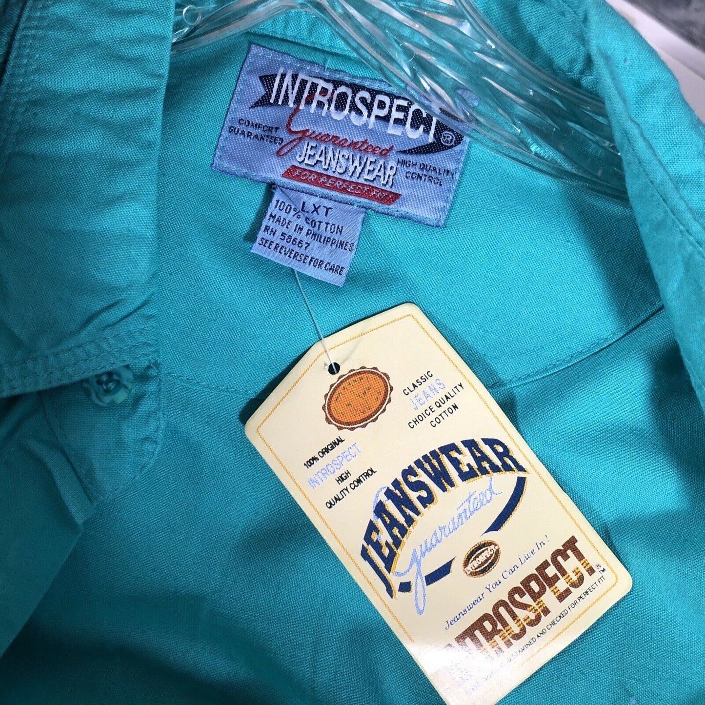 Introspect Men’s Shirt Button Up Large X Tall Marine Color Fishing Shirt