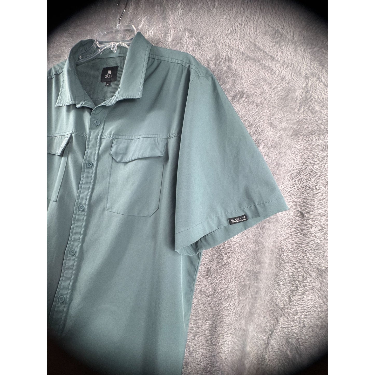 G.H. Bass & Co. Mens Short Sleeve Button-Up Shirt Size XL Green Poly/Cotton