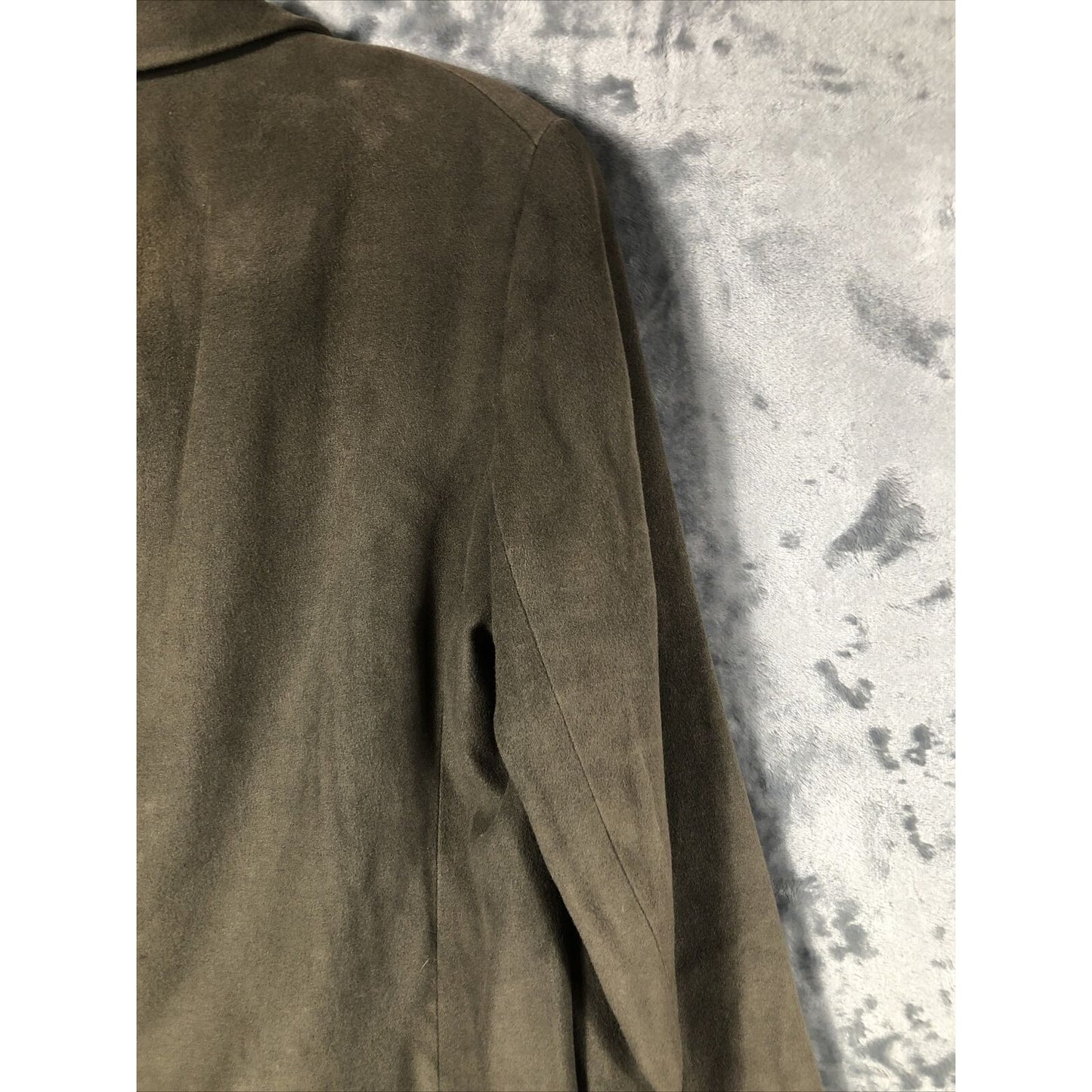 Anne Klein Women’s Jacket Neiman Marcus Suede Olive Green Moto Large Snap Front