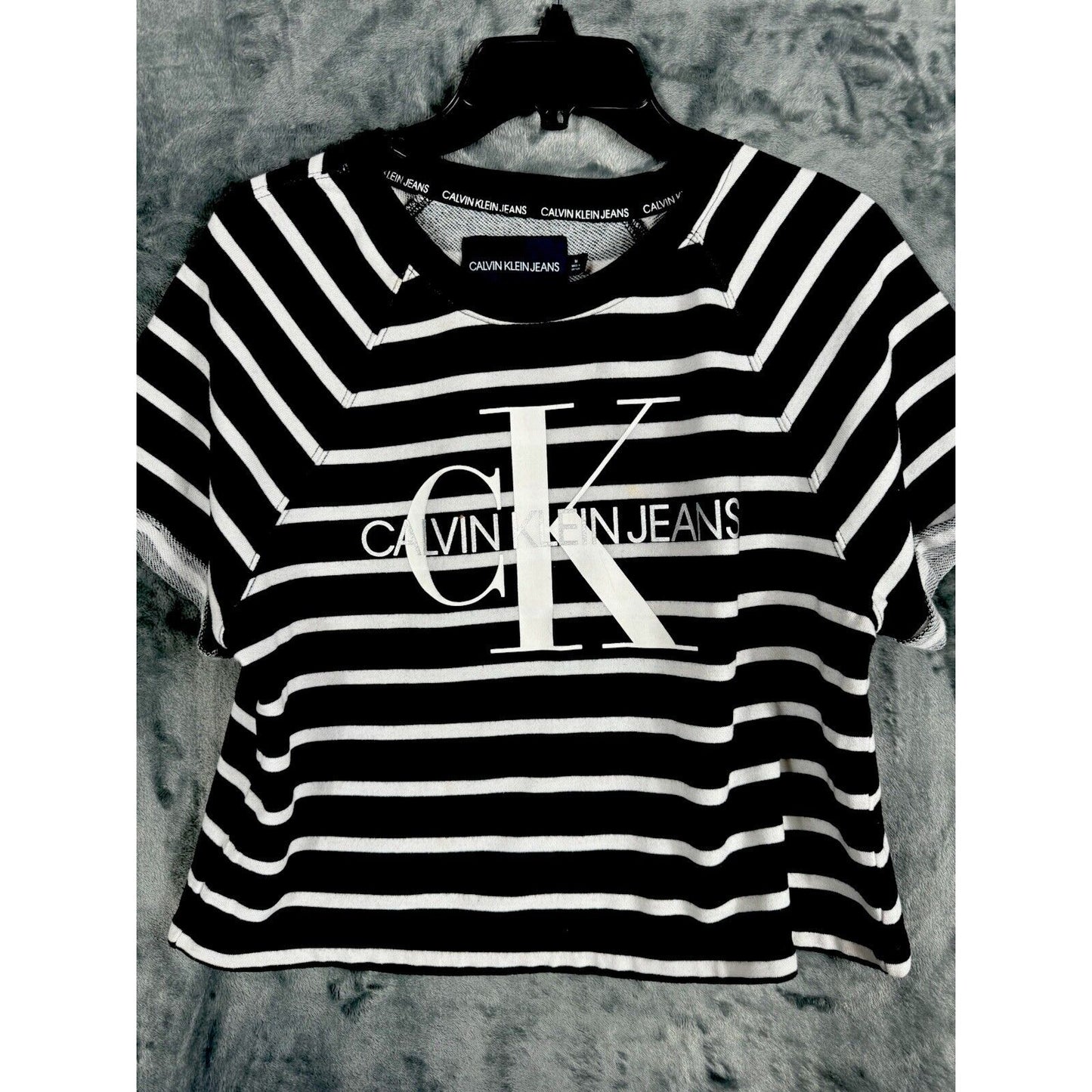 Calvin klein T Shirt Crop Tops Black/White Medium