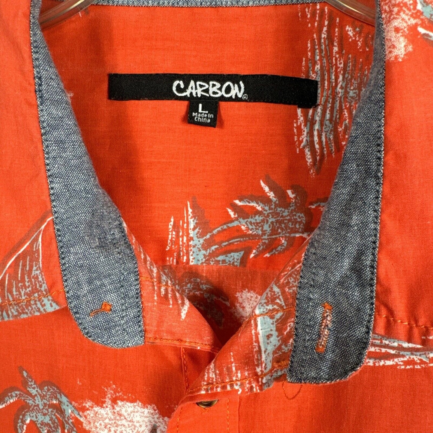 Carbon Polyester Short Sleeve Casual Button-Down Shirts for Men