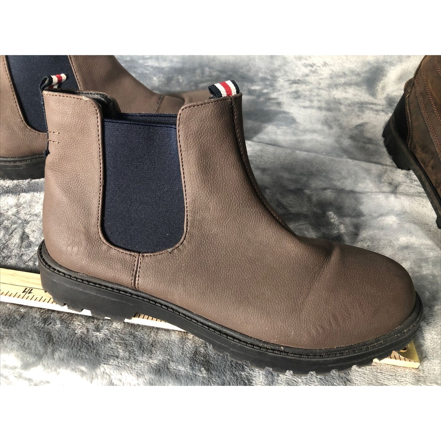 Chelsea Boots Men's Brown Suede Ankle Block Shoes Pull On Size 6 1/2