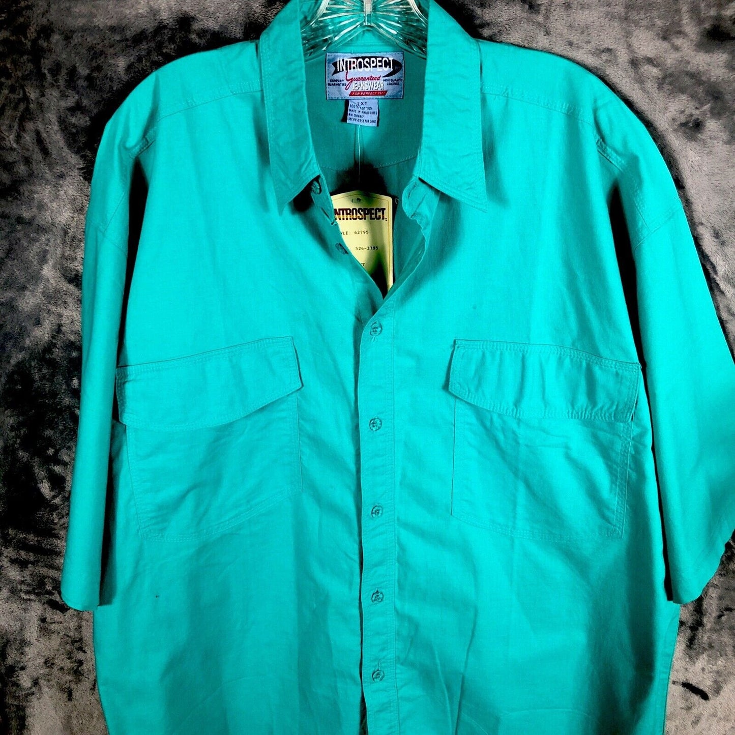 Introspect Men’s Shirt Button Up Large X Tall Marine Color Fishing Shirt