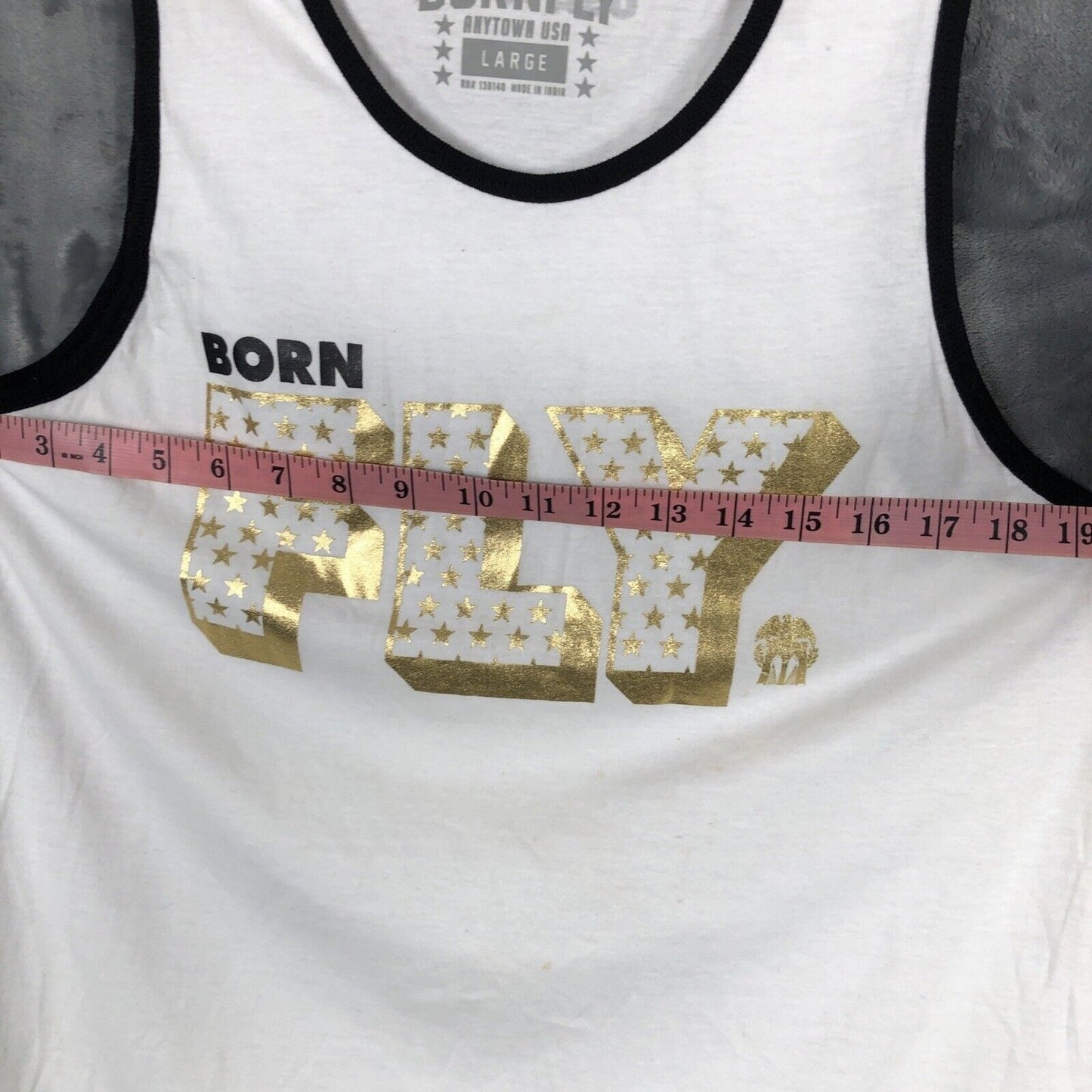 Bornfly Tank Top Mens Shirt White Gold Size Large