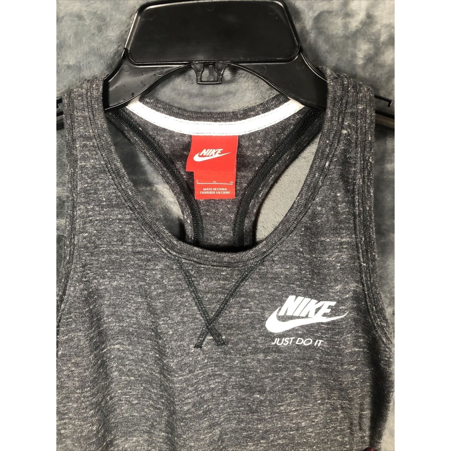 NIKE ‘Just Do It’ Girl’s Tank Top XL Fit Gray/white 15” Pit To Pit