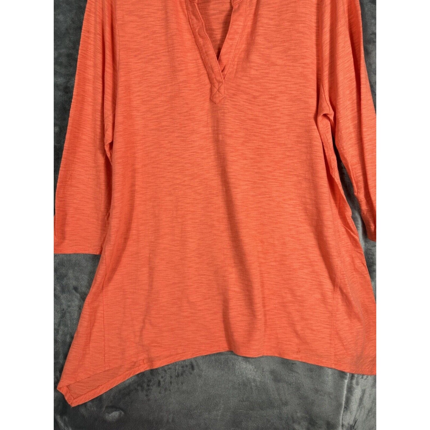Chico’s The Ultimate Tee Women's Top Size 2 Large Orange 3/4 Sleeve