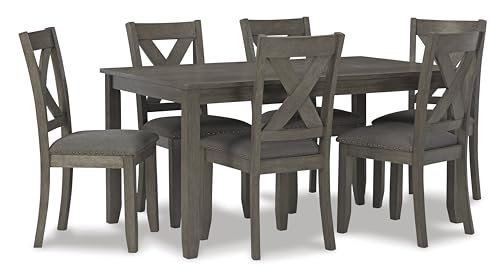 Signature Design by Ashley Caitbrook Rustic 7 Piece Dining Set, Include Table and 6 Chairs, Gray