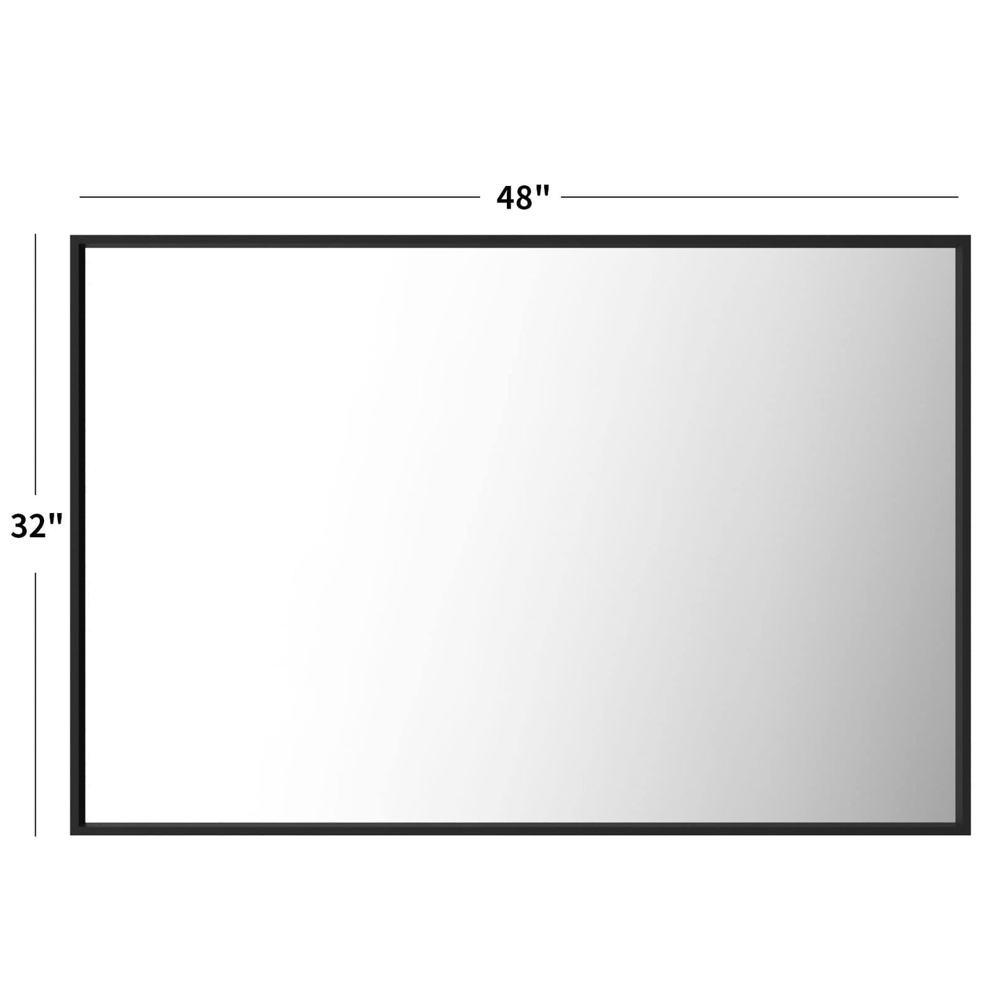 LOAAO 48"X32" Black Rectangle Bathroom Mirror Wall, Matte Black Aluminum Alloy Frame, Tempered Glass, Hangs Vertically or Horizontally, Easy to Install