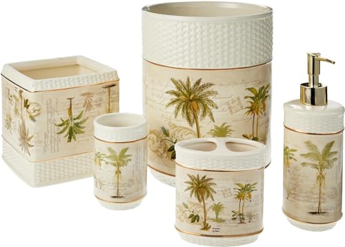 Avanti Linens - Bathroom Accessories Set, Tropical Inspired Countertop Bathroom Decor (Colony Palm Collection)
