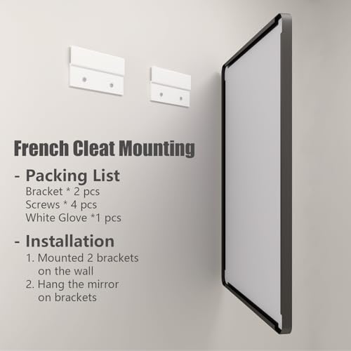 CHARMOR 60x28 Black Framed Bathroom Mirror, Large Matte Black Bathroom Vanity Mirror for Wall, Modern Rounded Rectangle Mirror, Shatterproof (Horizontally/Vertically)