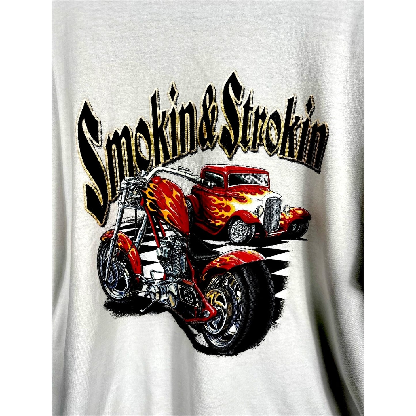 Men’s Classic Car Shirt Smokin & Stroking Hot Rod T Shirt Adult X Large T Shirt