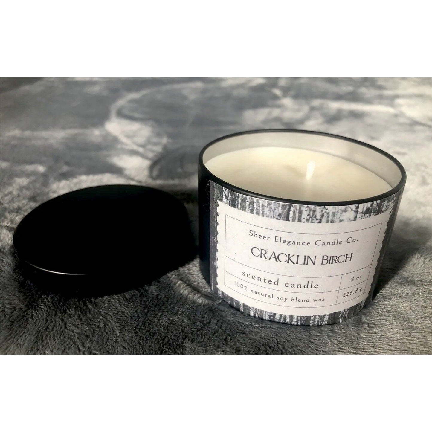 Coconut Soy Blend Candle Hand Poured Scented Cracklin Burch 8 Ounce Tin