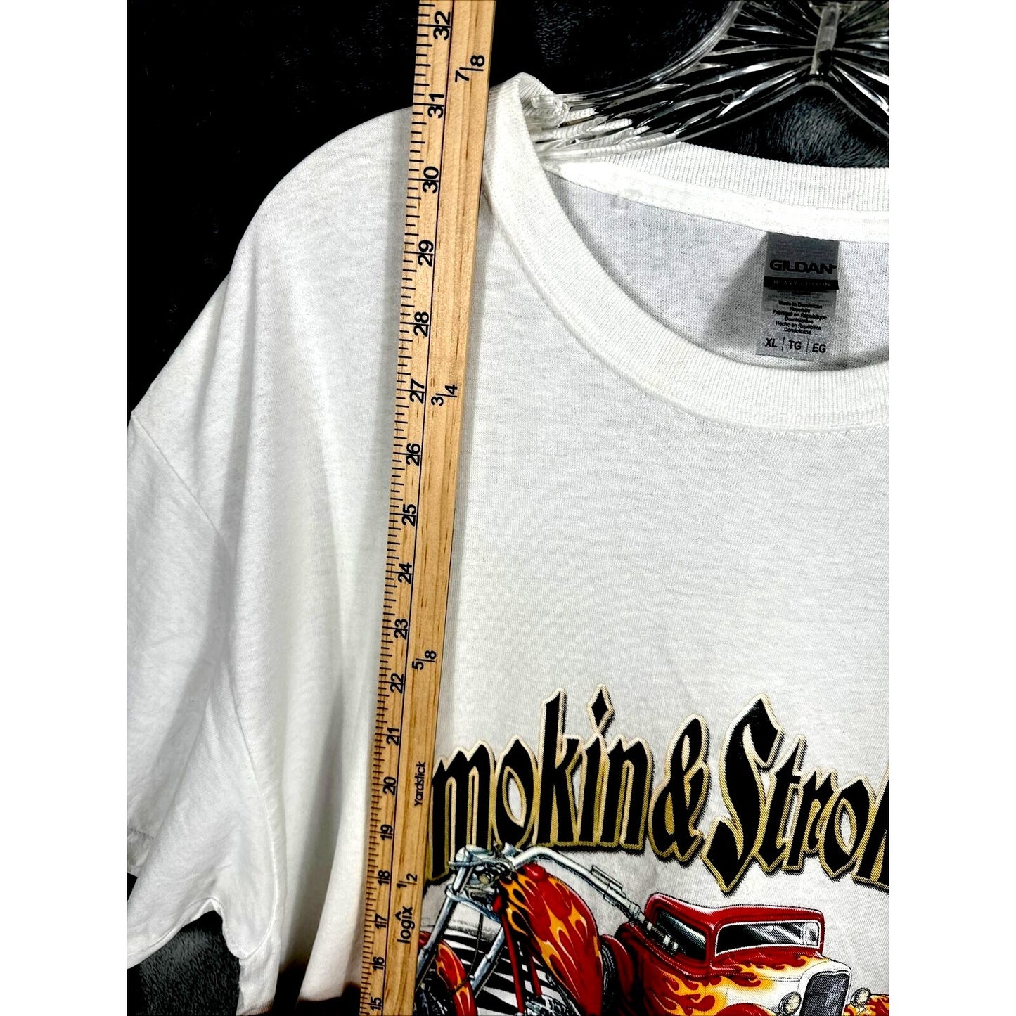 Men’s Classic Car Shirt Smokin & Stroking Hot Rod T Shirt Adult X Large T Shirt