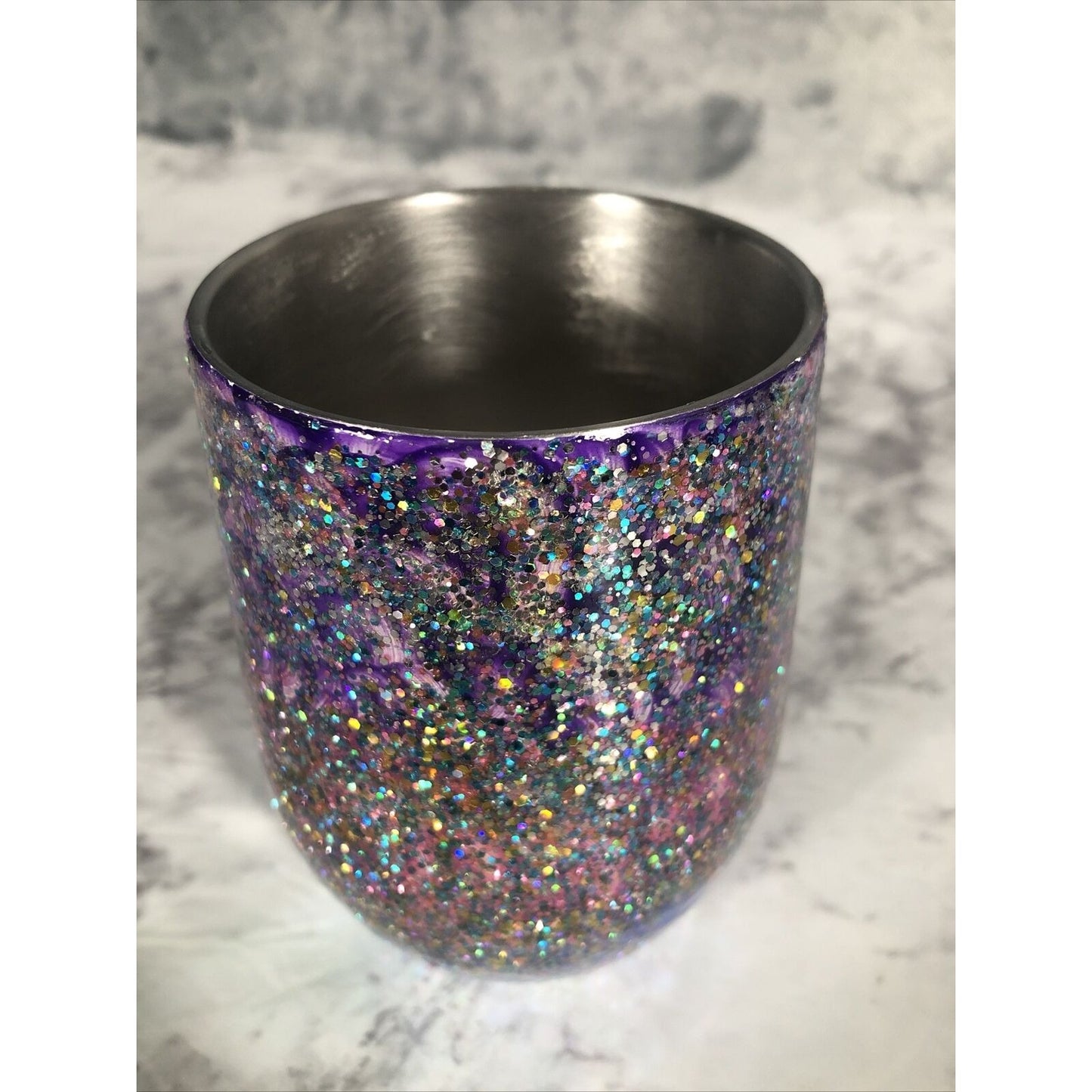 Wine Glass Handmade Stainless Steel Tumblr Custom Glitter With Design