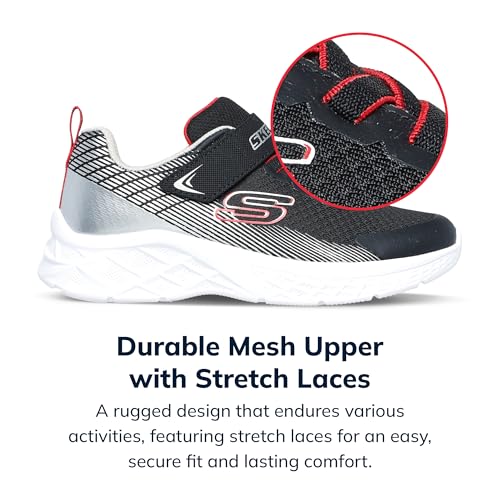 Skechers Kids Boys Microspec Ii Sneaker, Black/Silver, 11 Little Kid