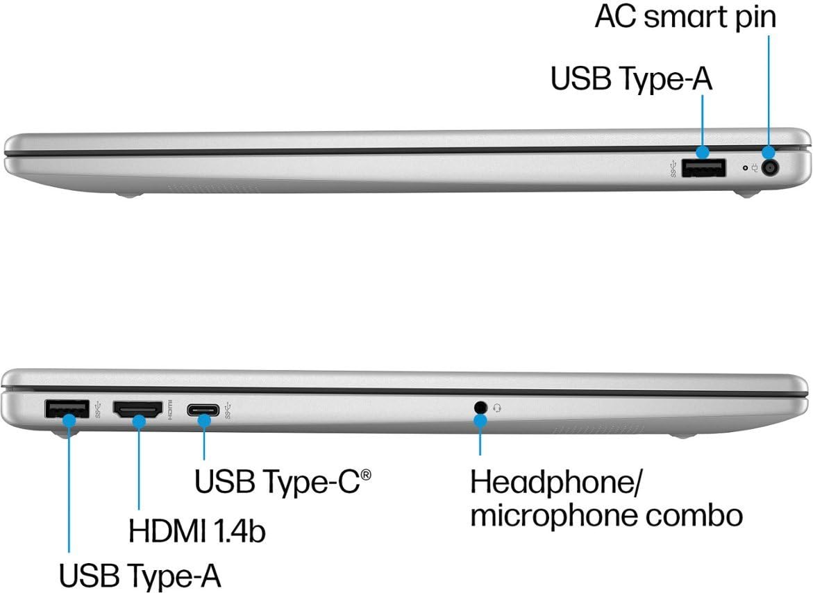 HP 15.6-inch Laptop Computer for Business - Windows 11 Pro, with Microsoft Office Lifetime License, FHD Display, AMD Ryzen 5-7520U, 16GB LPDDR5 RAM, 256GB SSD, Webcam, Wi-Fi 6, Fast Charge