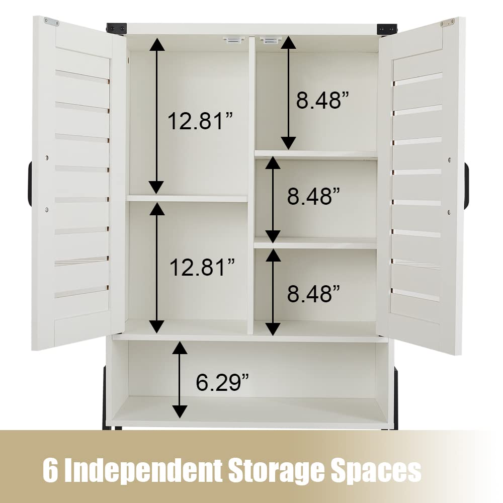 Saedew Over Toilet Storage Cabinet with 2-Door Blinds, Freestanding Space Saver with Organizer, White