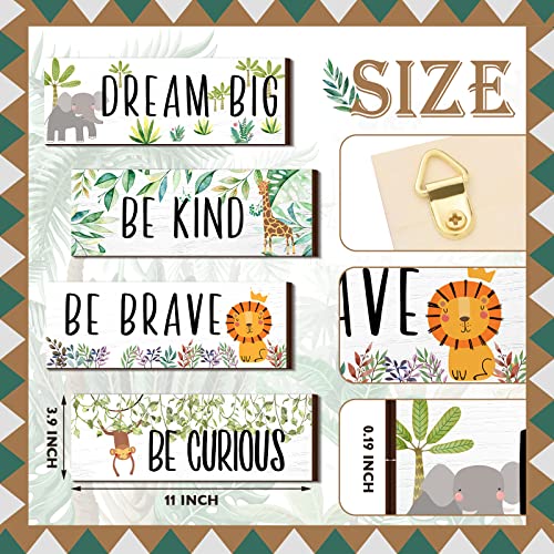 4 Pieces Woodland Nursery Decor Baby Safari Nursery Decor Kids Cute Jungle Animal Room Decor Nursery Decorations for Baby boy Bedroom Toddler Room 11x 3.9 Inches (White Background,Lively Animals)