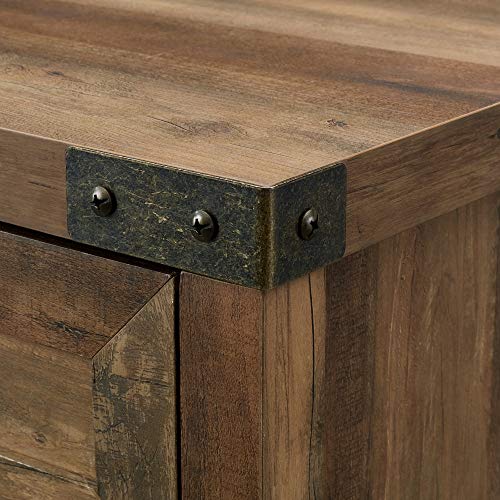 Walker Edison Cass Modern Farmhouse Double Barn Door Accent Cabinet, 30 Inch, Rustic Oak, Without Fireplace