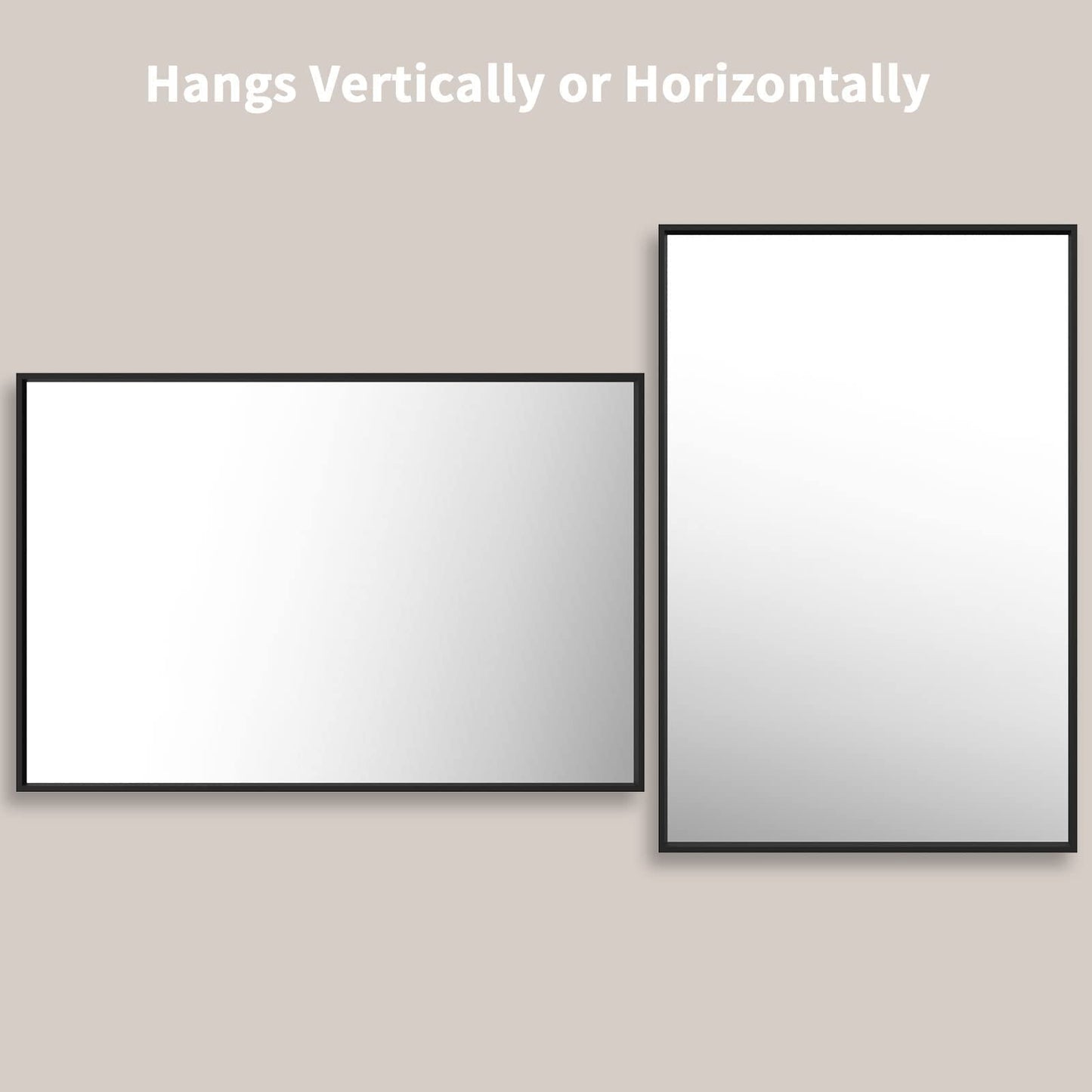 LOAAO 48"X32" Black Rectangle Bathroom Mirror Wall, Matte Black Aluminum Alloy Frame, Tempered Glass, Hangs Vertically or Horizontally, Easy to Install