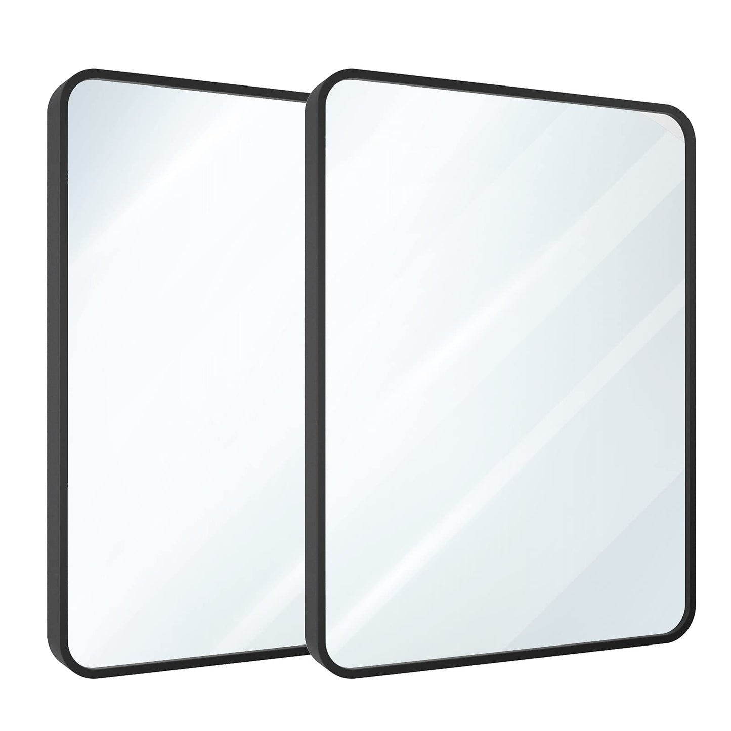 USHOWER 2-Pack Black Bathroom Mirrors 24 x 36 Inch, Metal Frame Rectangle Mirror, Modern Farmhouse Vanity Mirror, Wall Mounted
