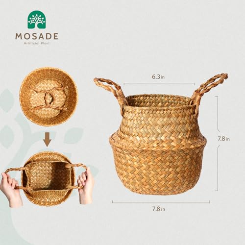 MOSADE Artificial Olive Tree 6 Feet Fake Olive Silk Plant and Handmade Seagrass Basket, Perfect Tall Faux Topiary Silk Tree for Indoor Entryway Modern Decor Home Office Porch Balcony Gift,1Pack