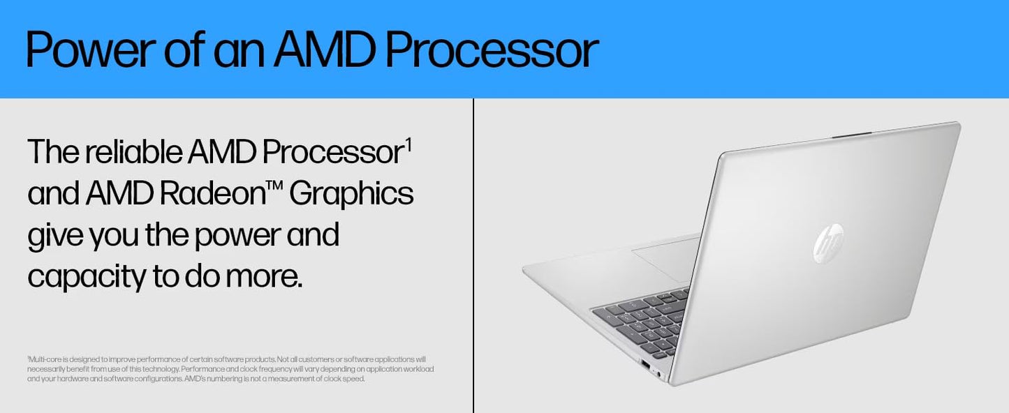 HP 15.6-inch Laptop Computer for Business - Windows 11 Pro, with Microsoft Office Lifetime License, FHD Display, AMD Ryzen 5-7520U, 16GB LPDDR5 RAM, 256GB SSD, Webcam, Wi-Fi 6, Fast Charge