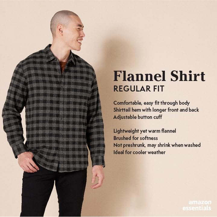 Amazon Essentials Men's Long-Sleeve Flannel Shirt, Green White Plaid, X-Large