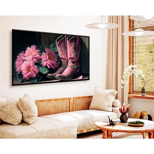 JODYCEBU Pink Cowgirl Boots Wall Canvas Art Poster Western Aesthetic Nursery Country Dorm Room Art Boho Girly Print Wall Decor