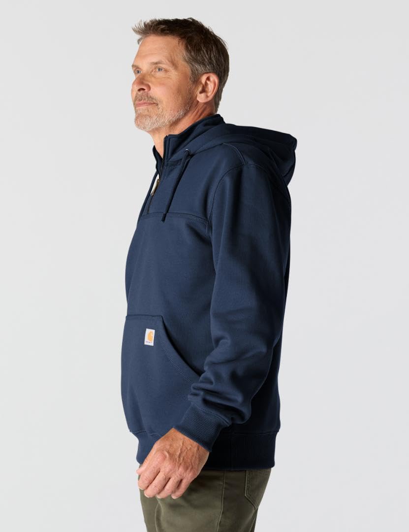 Carhartt Men's Rain Defender Paxton Heavyweight Hooded Zip Mock Neck Sweatshirt,New Navy,Large