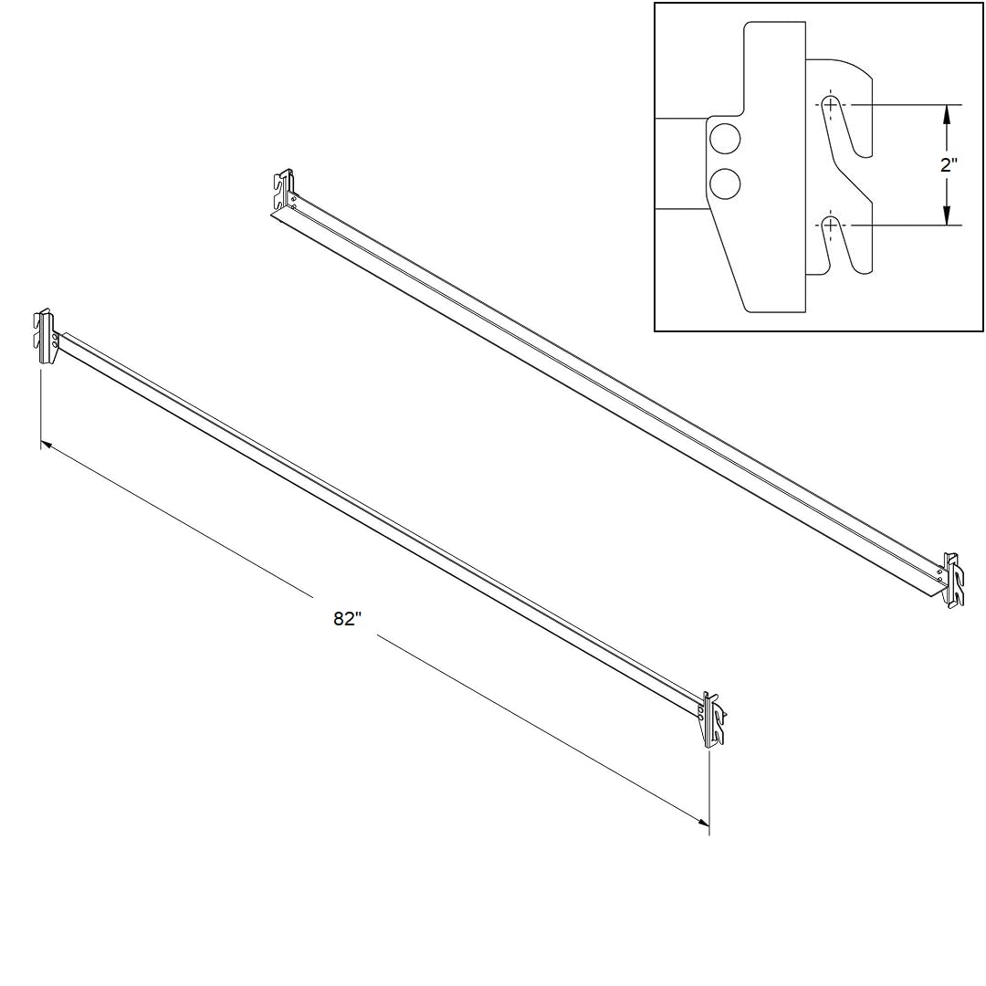 82" Steel Hook-On Side Rails for Twin XL, Full XL, Queen, King Size Beds