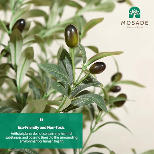 MOSADE Artificial Olive Tree 6 Feet Fake Olive Silk Plant and Handmade Seagrass Basket, Perfect Tall Faux Topiary Silk Tree for Indoor Entryway Modern Decor Home Office Porch Balcony Gift,1Pack