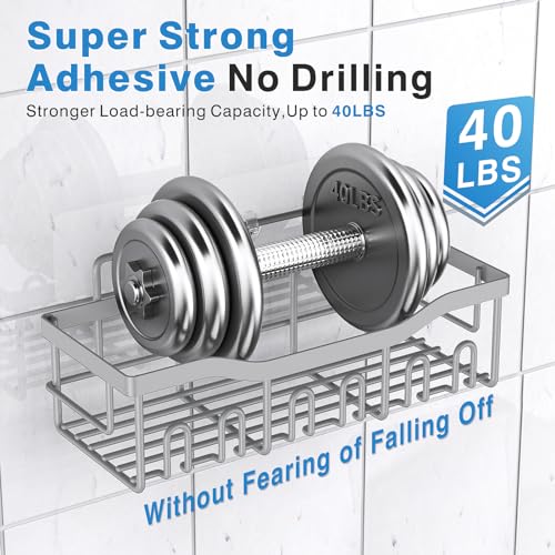 EUDELE Shower Caddy 5 Pack,Adhesive Shower Organizer for Bathroom Storage&Home Decor&Kitchen,No Drilling,Large Capacity,Rustproof Stainless Steel Bathroom Organizer,Shower Shelves for Inside Shower